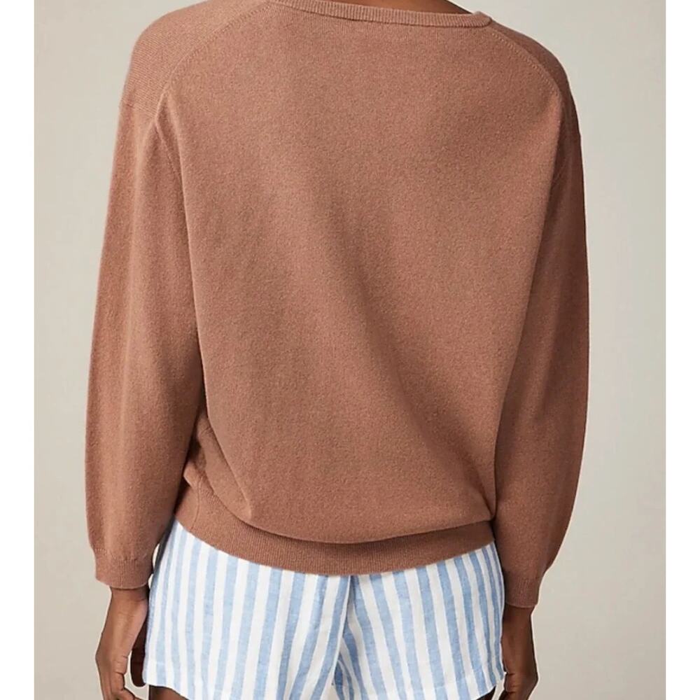 J. Crew Pure Cashmere Relaxed V-neck Sweater Earthy Mocha BA394 Size M - Picture 2 of 12